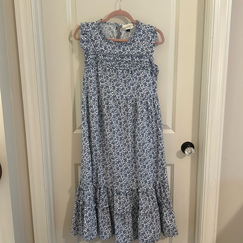 universal threads ruffle top maxi dress, size M